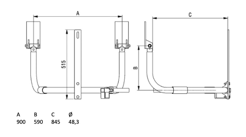 PWP support de support de roue de secours - pour pneu Ø 1020-1090 mm