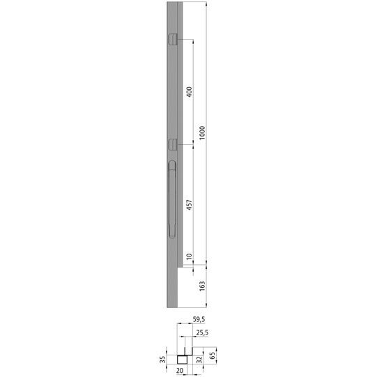 Kinnegrip K20 front pillar - 1000 mm - left - anodised aluminum