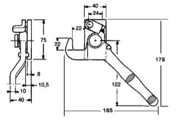 Pommier dropside locking gear - left - incl. keeper - zinc plated