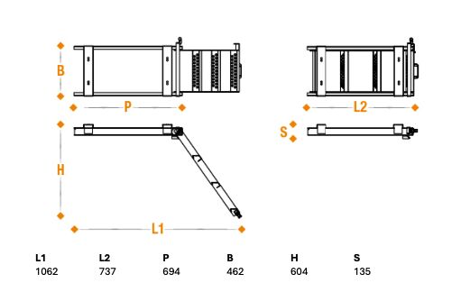 Takler trap uittrekbaar - 2 treden - 737 x 462 x 135 mm (LxBxH) - volbad verzinkt