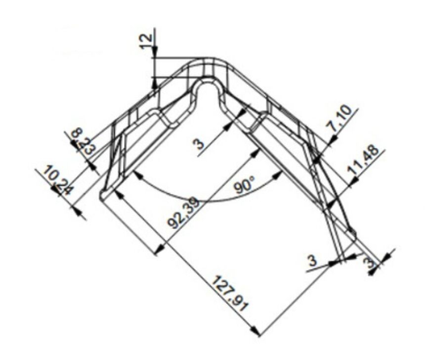 Rhiwa Quality rand beschermingshoek 307 x 92 x 127 mm met bandbegeleiding