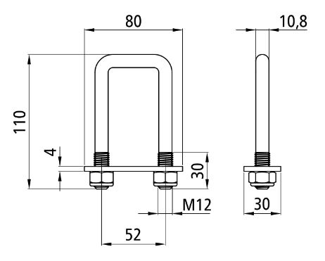 Rhiwa Quality support de cils amovible 800 daN - avec 2 écrous M12 - Galvanisé
