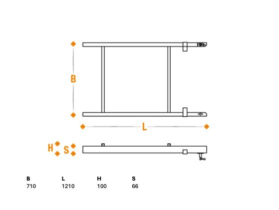 Takler support frame 1210 x 710 mm (LxW) - for pull out ladder - HDG