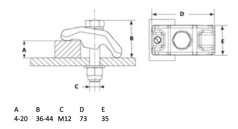 Pommier chassis clamp 4/20 mm self balancing incl. ring - forged steel