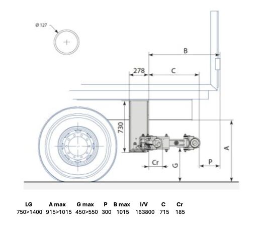 Pommier bumper XFOLD P94 - manual horizontal retractable - stroke 530 mm - R58-03