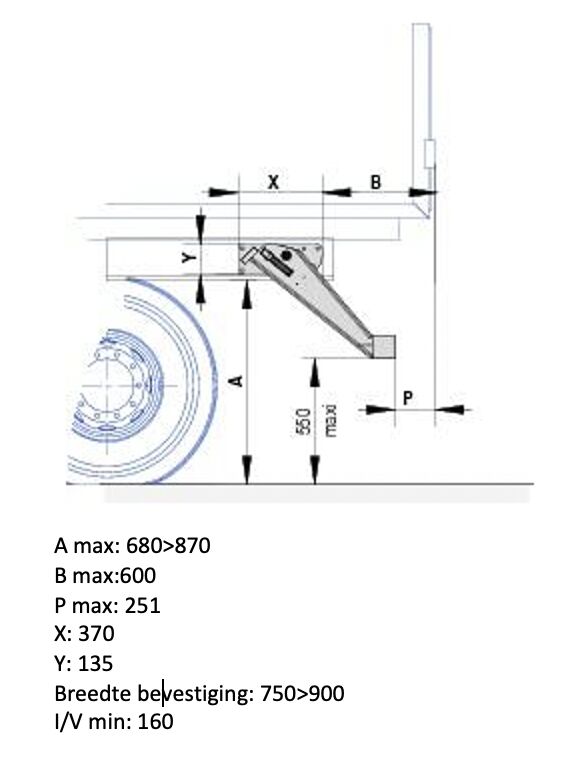 Pommier stootbalk BA - hefbaar - korte draagarmen - aluminium balk - R58-02
