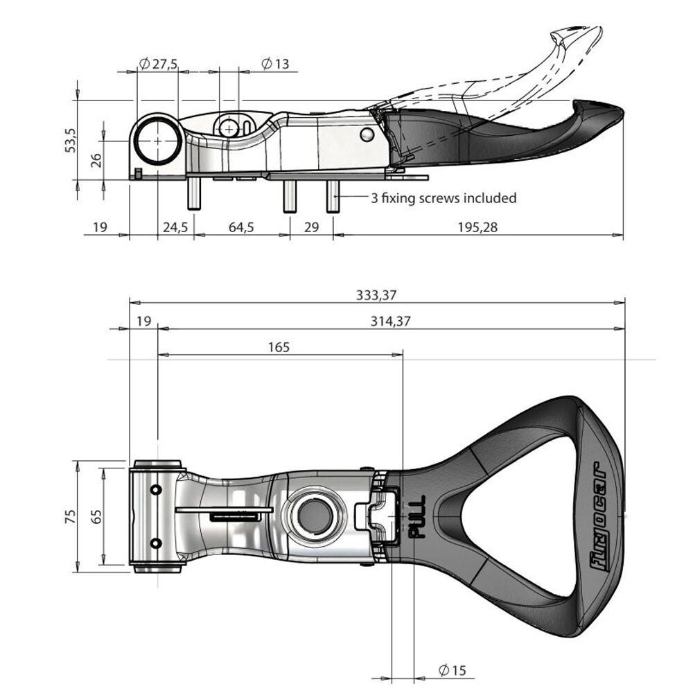 Pommier poignée Twim pull - pour fermeture Ø 27 mm - avec TIR - acier inoxydable