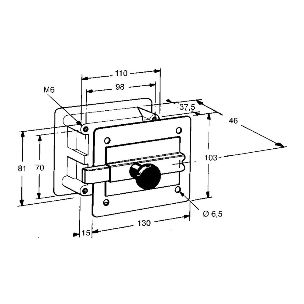 Pommier inbouwsluiting - 130 x 103 x 37,5 mm - afsluitbaar
