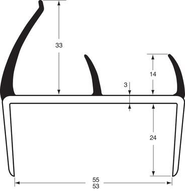 Pommier container deurprofiel 55 mm - grijs/grijs - 5 meter