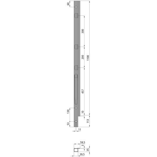 Kinnegrip K20 front pillar - 1100 mm - left - screw model - microZINQ® 5