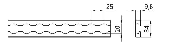 Rhiwa Quality rail d'ancrage - trou Ø 20 mm - 6000 mm - encastré ou en saillie - sans perçage