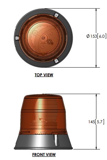 Rhiwa Quality rotating beacon 400 series - excl. light - 3 bolts- orange