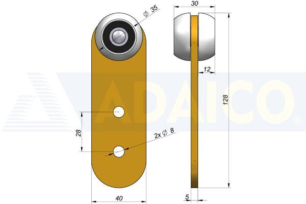 Rhiwa Quality canvas runner - with plastic roller Ø 35 mm - for aluminum rail