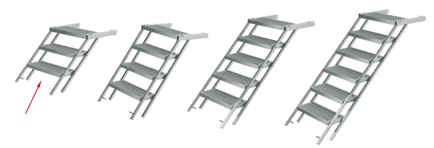 Takler trap uittrekbaar - 3 treden - 1307 x 706 mm (LxB) - volbad verzinkt