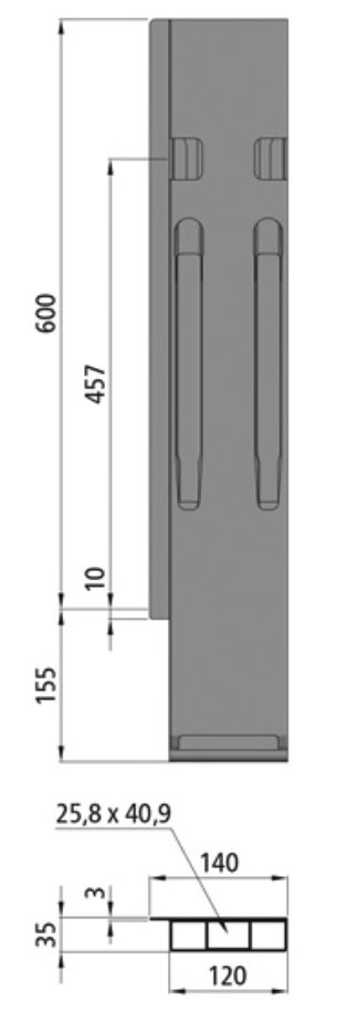Kinnegrip K20 rear pillar - 600 mm - left - with fastener - KTL