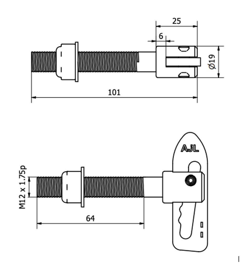 Rhiwa Quality tuimelsluiting - M12 x 65 mm - met borgmoer - verzinkt