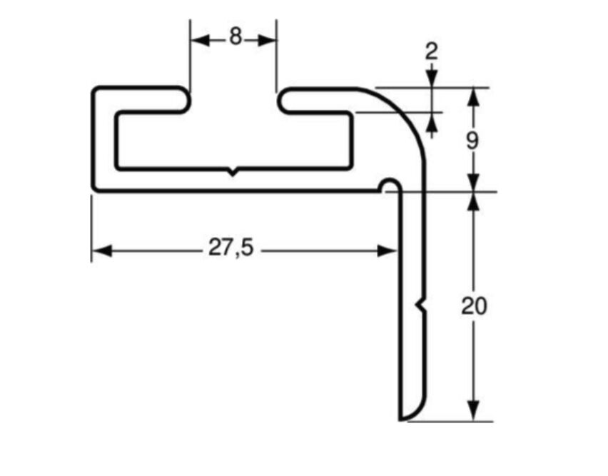Pommier aluminum corner profile - for sealing profile 1826139 / 1826140 - 4 meter