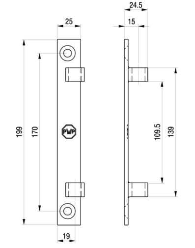 PWP hinge bracket - for challenge door - bolt-on