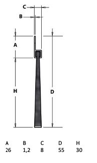 Pommier deurborstel 2000 x 55 mm - aluminium - met nylon borstel