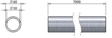 Pommier tube pour crochets à viande - long 7 mètres - Ø 60 mm - aluminium