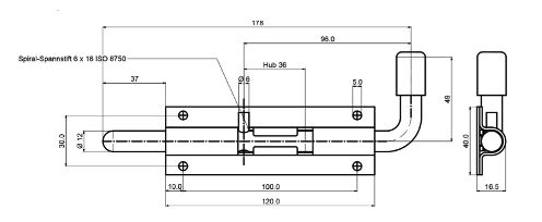 Rhiwa Quality trekgrendel met flens - pen Ø 12 mm - verzinkt