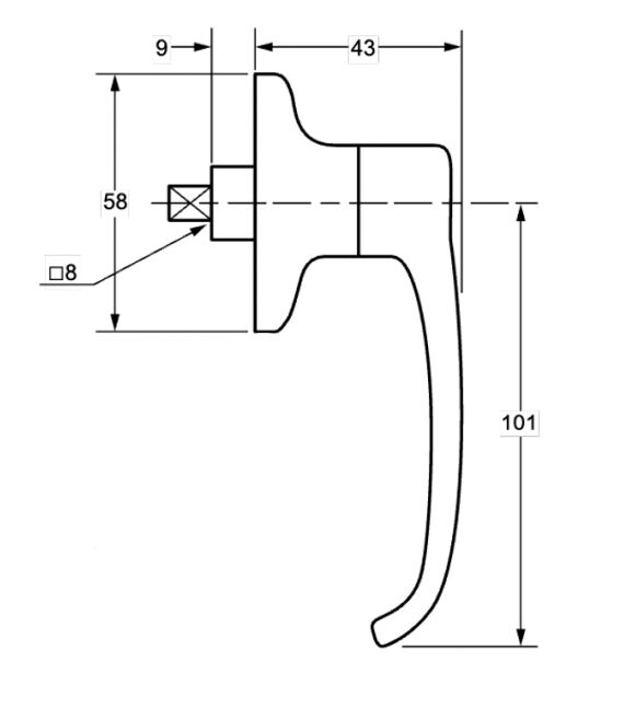 Rhiwa Quality portierkruk - as 65 mm - niet afsluitbaar - verchroomd