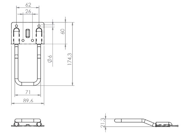 Pommier door latch - without holder - stainless steel