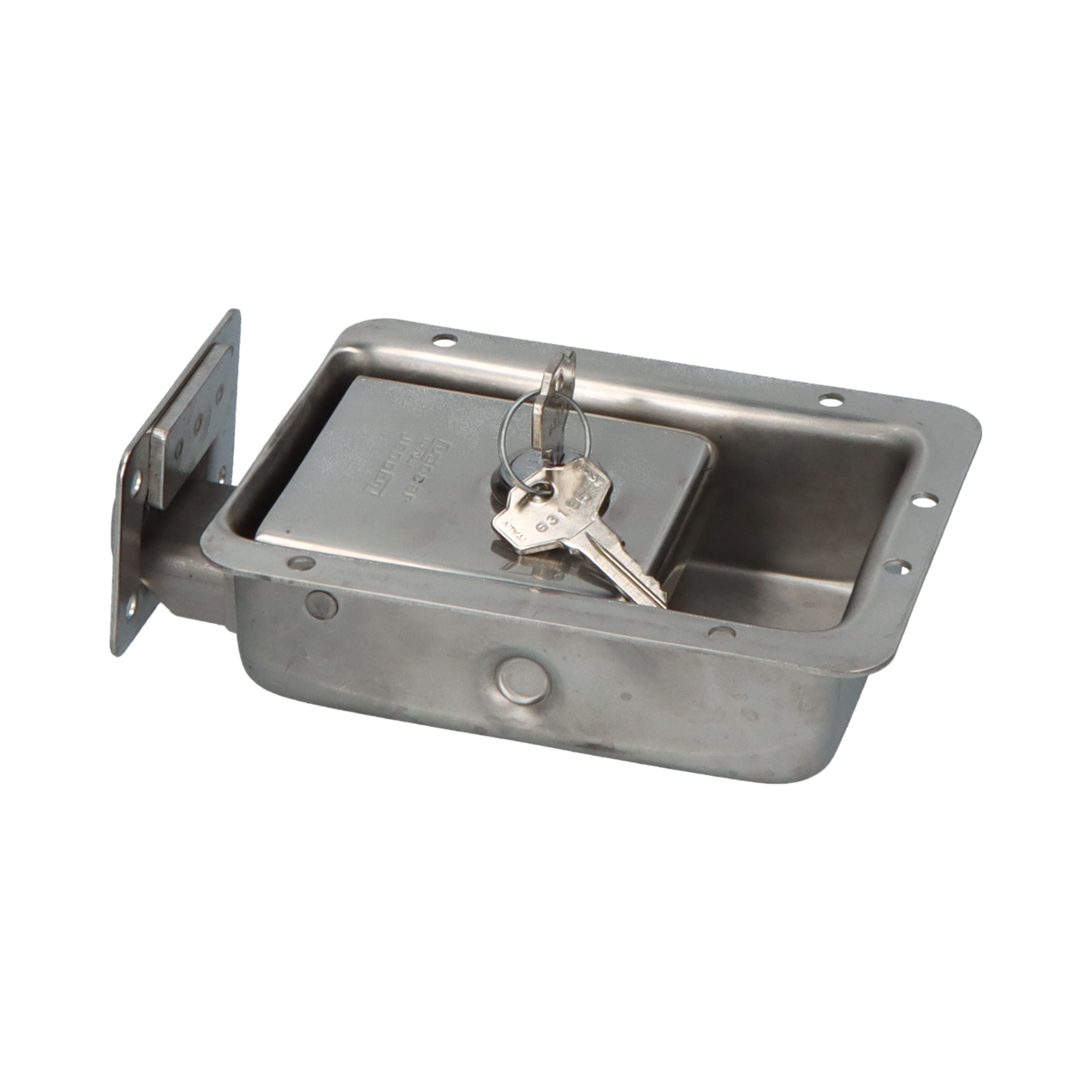 Pommier inbouwsluiting - 132 x 98 x 40 mm - met slotvanger - afsluitbaar - RVS
