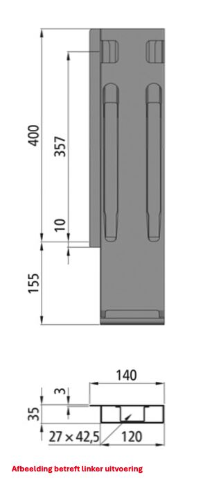 Kinnegrip K20 rear pillar - 400 mm - right - with fastener - microZINQ® 5