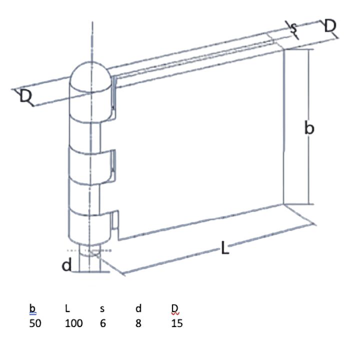 Rhiwa Quality charnière de porte 50 x 100 x 6 mm (LxlxE) - axe Ø 8 mm - acier brut