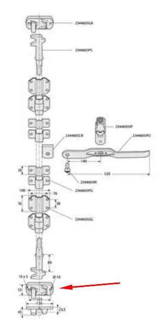 Pommier locking gear holder - for locking Ø 27 mm - zinc-plated