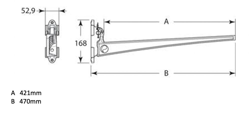 Pommier legplank drager - multi positie - met blokkering - 421 mm lang