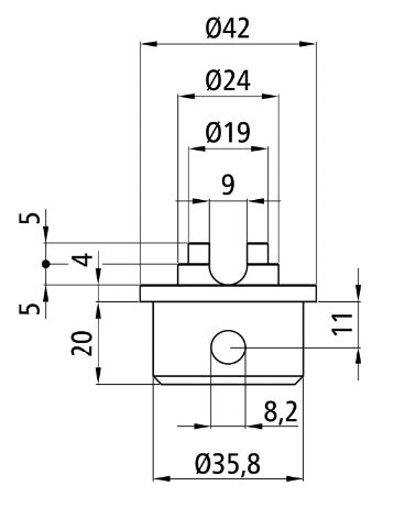 Rhiwa Quality einddop ladingstang - Ø 42 mm - combitap 19/24 mm met gleuf - verzinkt