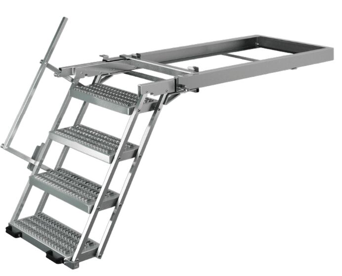 Takler escalier escamotable - 4 marches - 1587 x 750 mm (Lxl) - avec courante principale (gauche)