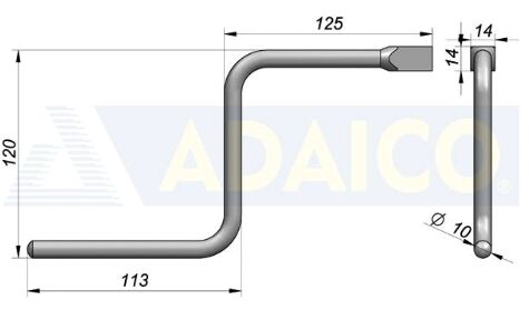 Rhiwa Quality crank handle - for tension box 1344190 - zinc-plated