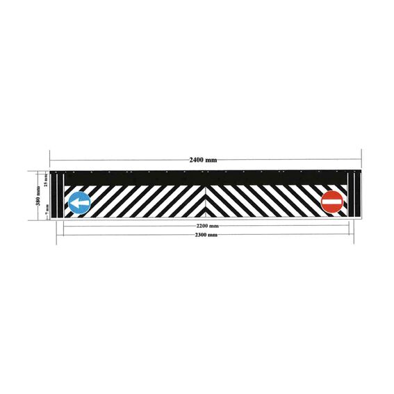 Rhiwa Quality spatlap 2400 x 380 mm - 2-delig - gestreept - met verkeerstekens