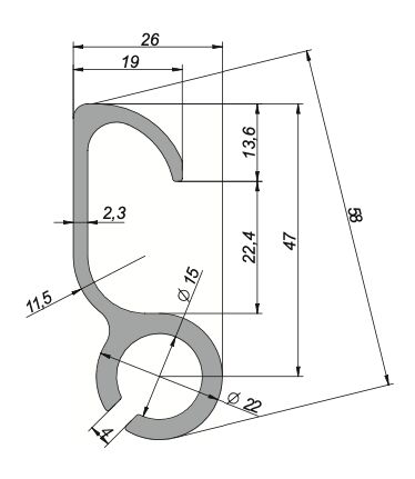 Rhiwa Quality zeil aanhaakprofiel - 3300 mm - aluminium