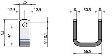 Pommier scharnierbok - las model - voor scharnierbreedte 50 mm - RVS