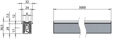 Pommier alurub hinge 29/3000 mm - 180°