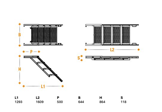 Takler escalier escamotable - 4 marches - 1609 x 644 mm (Lxl) - aluminium