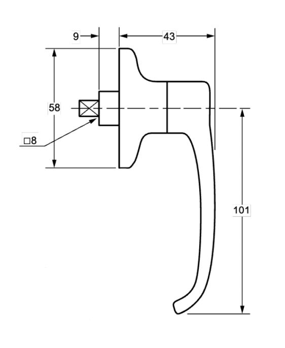 Rhiwa Quality poignée de porte – axe 150 mm – non verrouillé – chromée