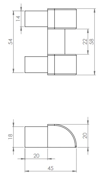 Rhiwa Quality plastic hinge end cap - for M-profile