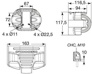 Pommier s-roll with 1 small roll - horizontal - galvanised