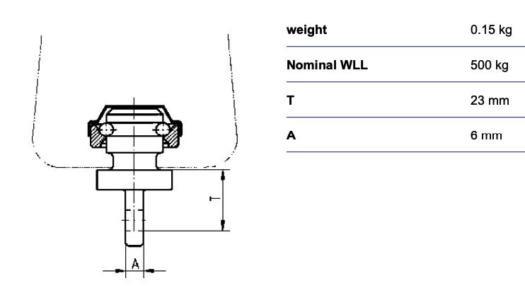 RUD HWA-6-PK-500 adaptateur émerillon pour palans