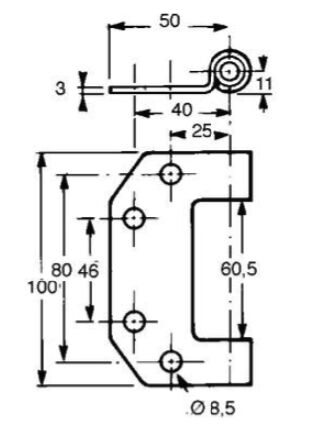 Pommier hinge trestle - bolt-on - for hinge plate width 60mm